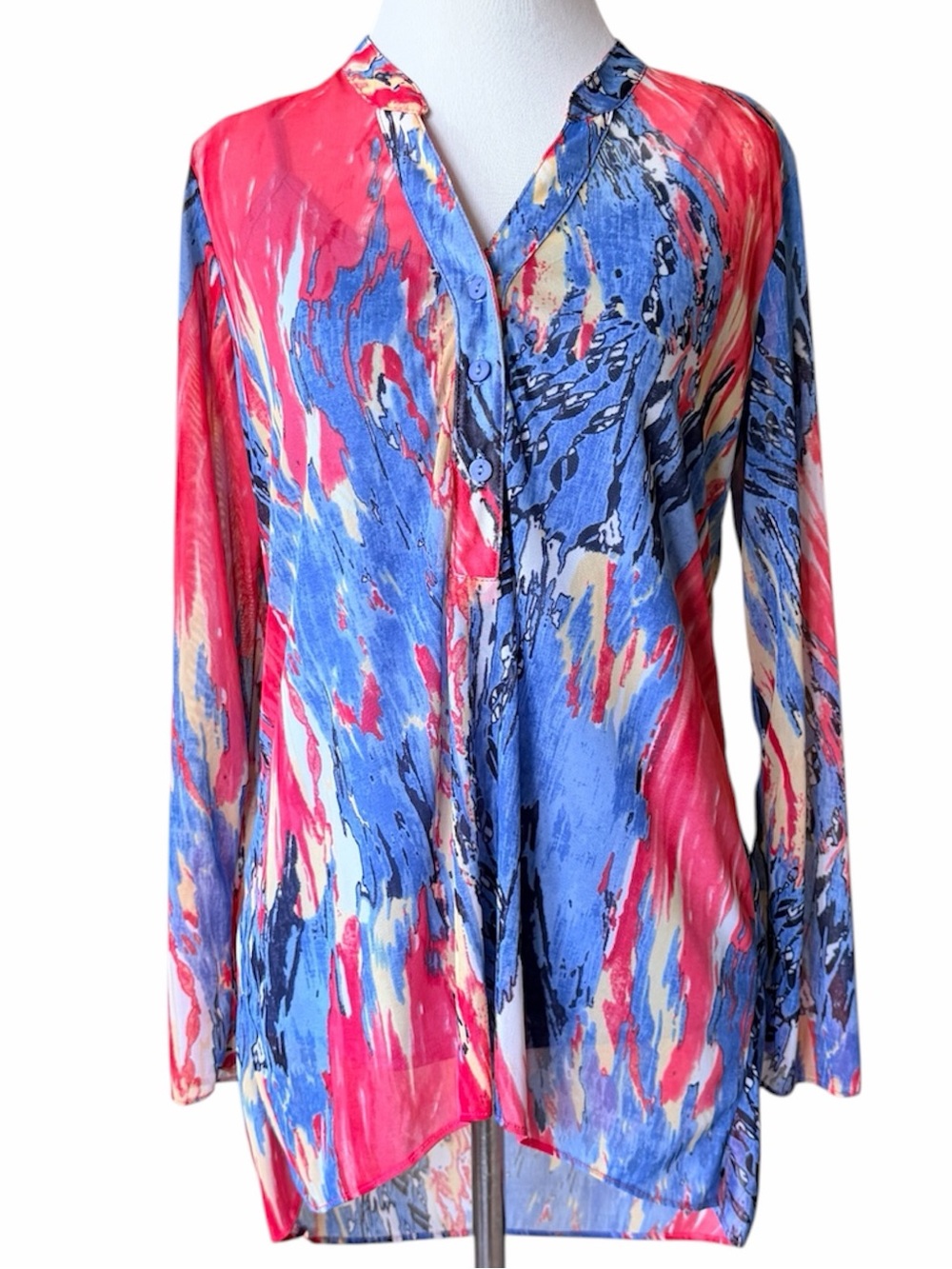 PECK & PECK Red and Blue Shear Top with Blue Tank Top